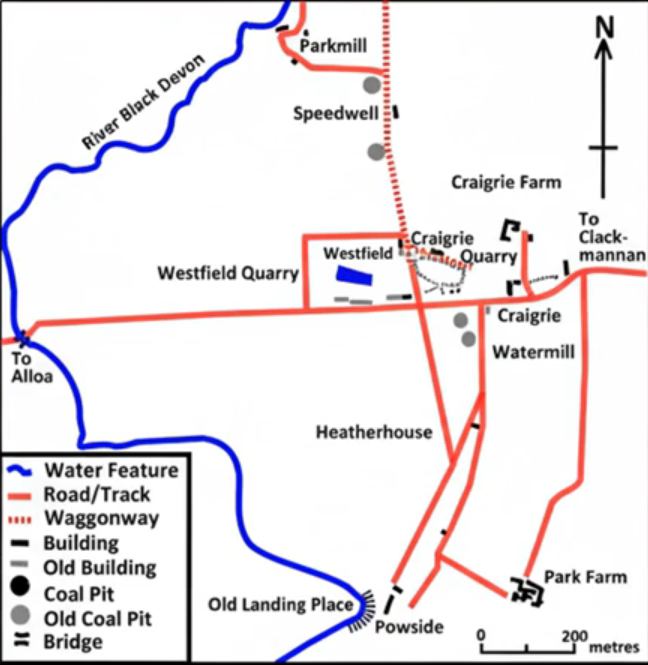 an old map from 1898 shows the old original village of westfield in west lothian. The map shows how the nearby coal mines have already closed down, marking the long decline of this vanished village