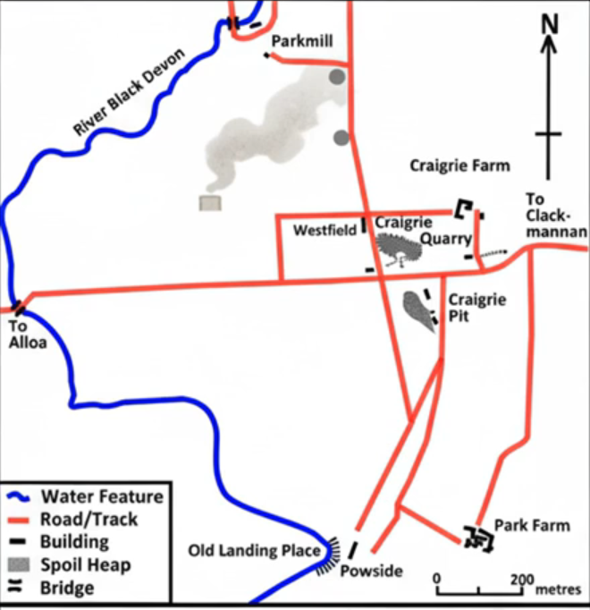 a map of westfield, west lothian from 1945 just after world war two