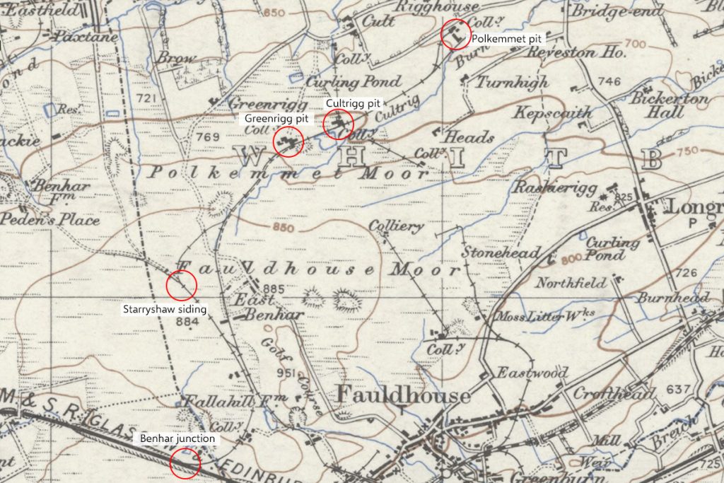 Coal mining spots on the Polkemmet Moor