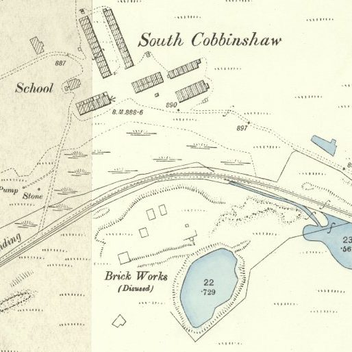 Ordnance Survey map of South Cobbinshaw village from around 1945