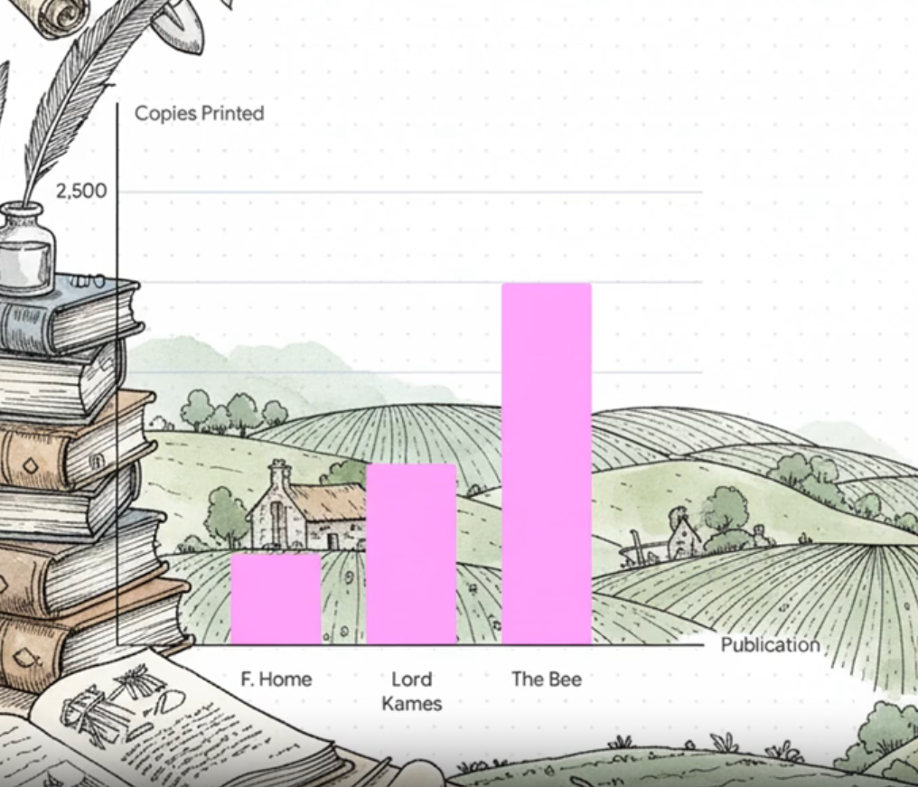 Book sales chart of farming books in the 18th century in scotland