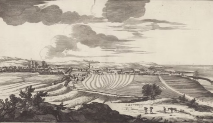 Froscester hill 'The Prospect of ye Town of Aberbrothick’ from John Slezer, Theatrum Scotiae (1693), National Library of Scotland.