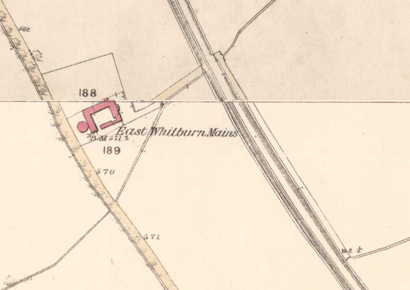 east whitburn mains on a parish map from 1855